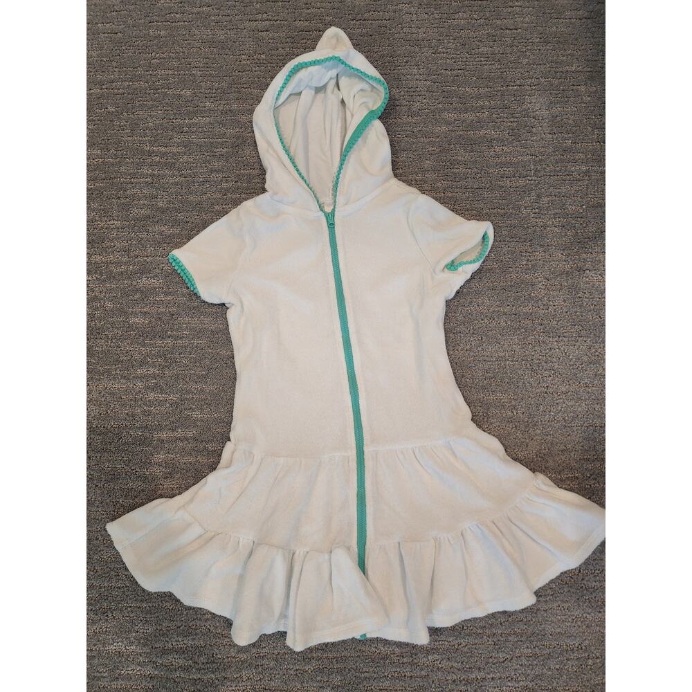 Cat & Jack Girls White Terry Swim Coverup Sz 6/6X